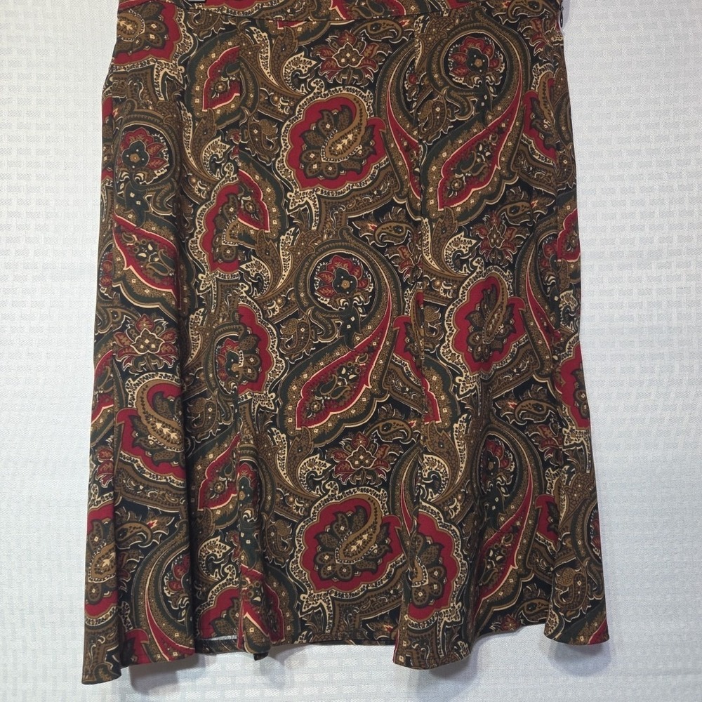 Notations Petite Large PL Skirt Paisley A-Line Boho Stretch Side Zip Button...